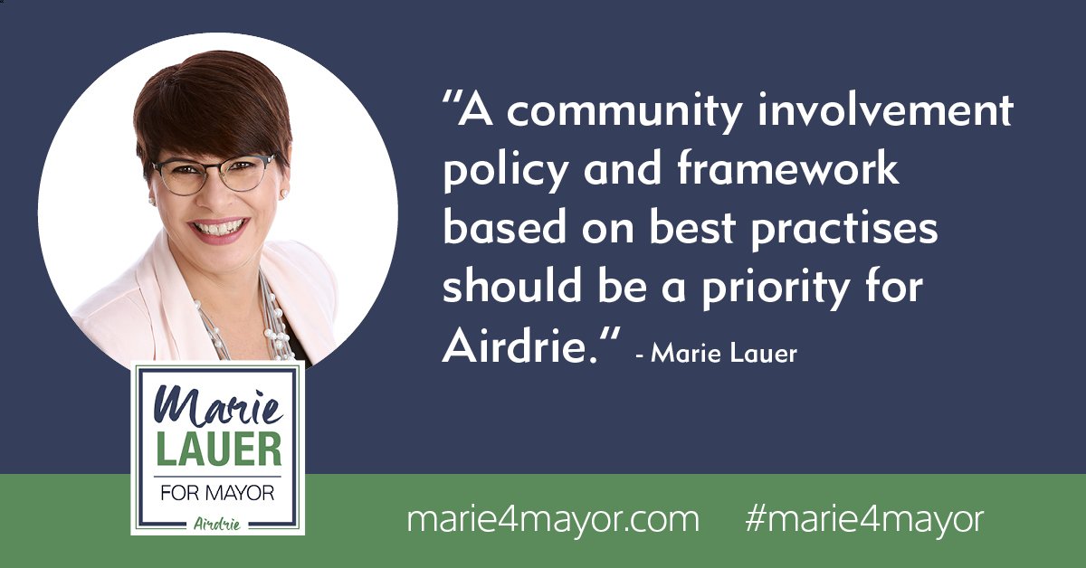 MarieMLauer's tweet photo. A proper community engagement policy is so important for the future of decision making in #Airdrie! Learn more here: https://t.co/FkxMMF0piK https://t.co/sJVTITG6F3