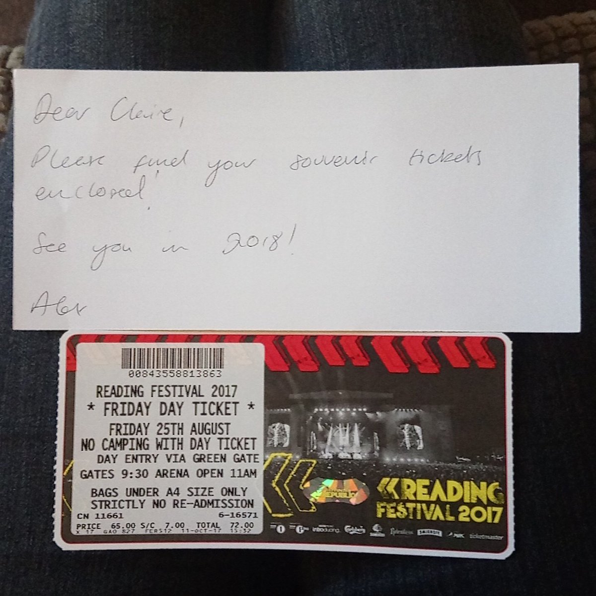 clare666's tweet photo. THANK YOU ALEX AT @officialrandl @FRfestivals for my souvenir ticket from #RANDL17 ππ»
see you next year!! https://t.co/Du9PoRF7c2