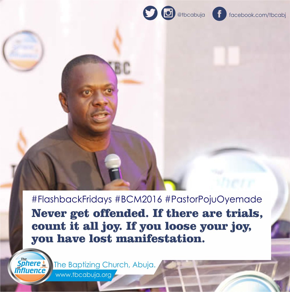 tbcabuja's tweet photo. @blonde4u05 @EzekielAbriku @TBCMainland @SimiOlusola @hadaychemme @shaba_t @V3CT1S @lawrence_okenyi @agbooladedayo @OgooUga @tbckubwa @keith19780830 @EmeOjay @gbenro @sammykomo @adamzplayzone @marx_ikongbeh Never get offended. If there are trials, count it all joy. If you loose your joy, you have lost manifestation. #FlashBackFridays #BCM2016 https://t.co/1KI3EdkmsV