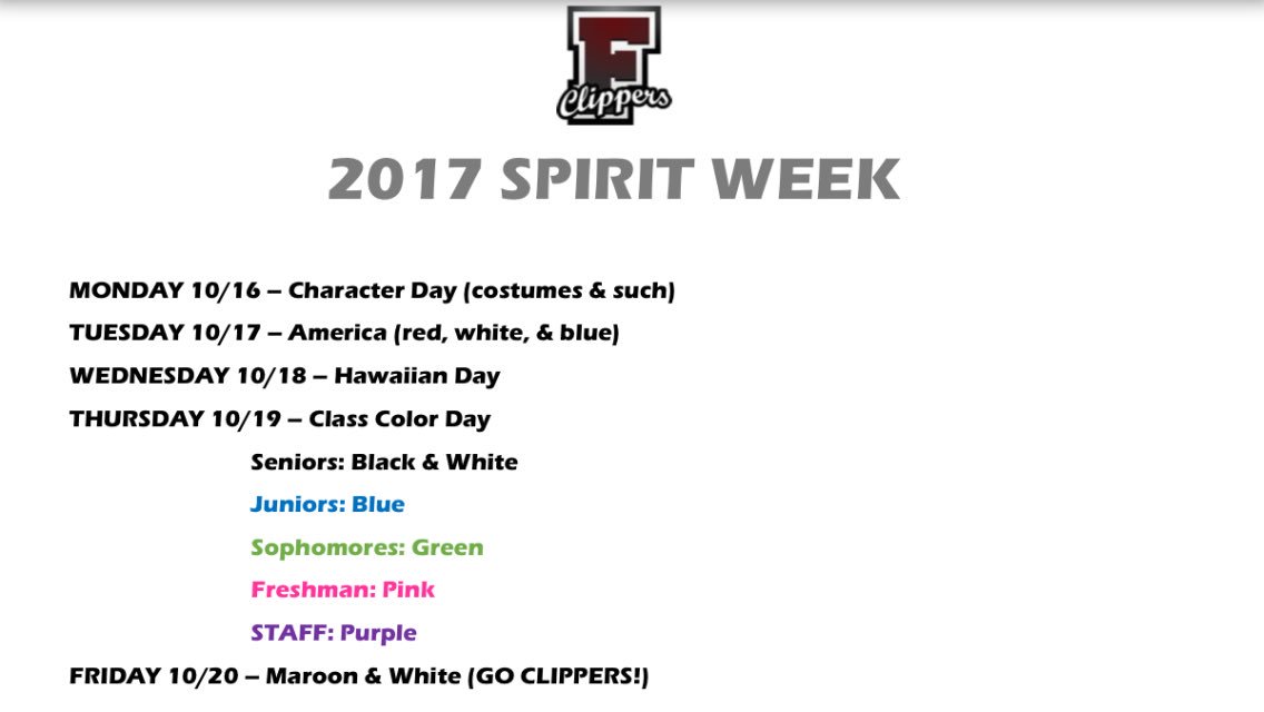 Spirit Week Themes