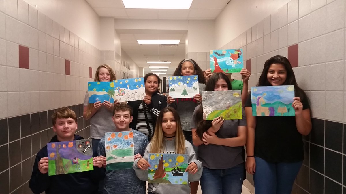 ARTrcms's tweet photo. These students were selected for Artists of the Week.
Great job Artists! 
Starry Night Parody Mixed Media Artworks https://t.co/5Xy6m5rSIR