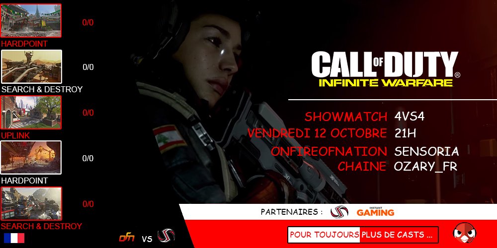 Ozary_Fr's tweet photo. [Rappel Showmatch]  

📅 Ce Soir

⏲️ 21H  

🎮 @ONFIREOFNATION Vs @SensoriAFrench 🎮  

🎥 https://t.co/ihmmsehbKM https://t.co/XWEA8NihYg