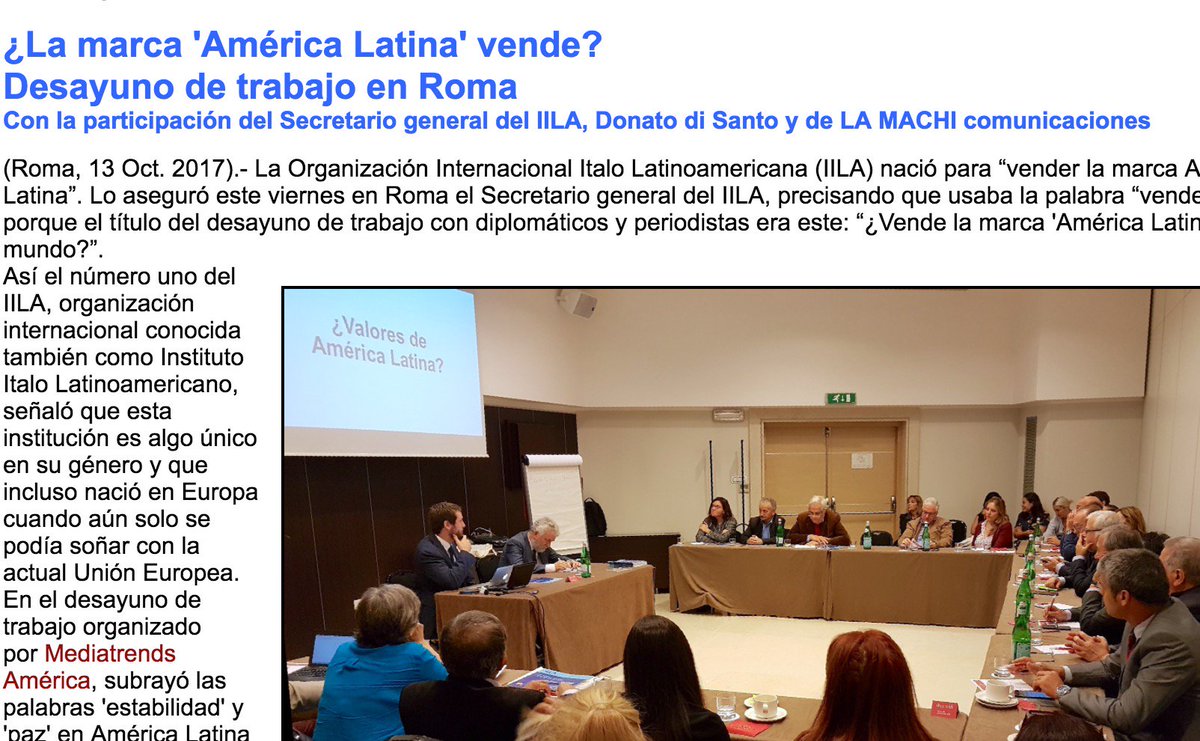 La marca 'América Latina' ¿vende? Desayuno de trabajo con el secretario del IILA, Donato di Santo
 latinosenitalia.it/index.php?opti…
