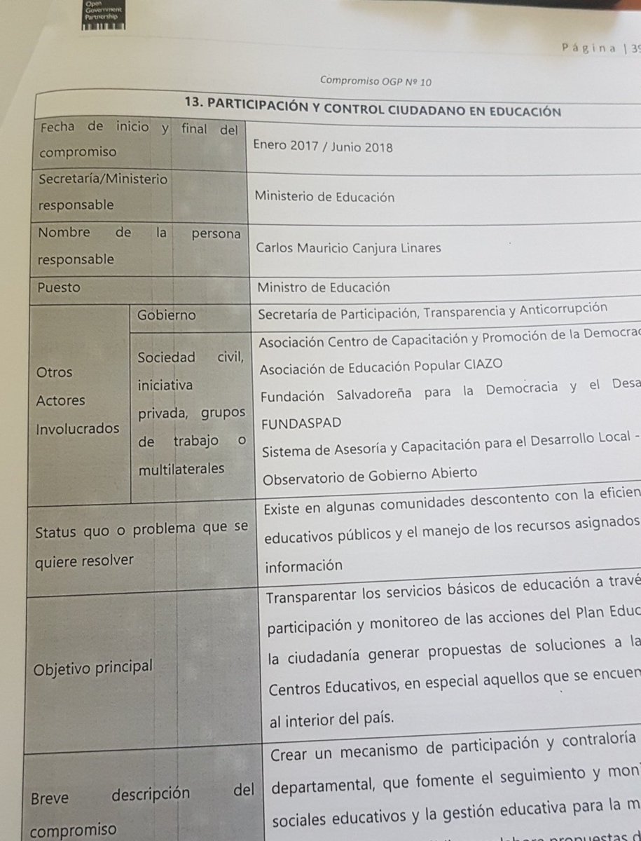 OGPElSalvador's tweet photo. Co-implementación del #Compromiso13 "Participación y control ciudadano en educación". @MINEDelsalvador y @OAGAsv en el seguimiento al Plan. https://t.co/DptKFcWLB1