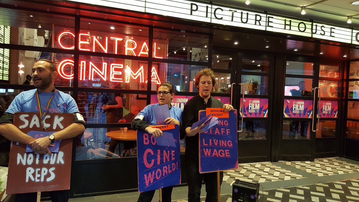 NSSN_AntiCuts's tweet photo. #NSSN supporting @CPHLivingWage @picturehouses strike for #LivingWage & against sacking of union reps @bectu #BFILondonFilmFestival #10Now https://t.co/ZzFraQkLPE