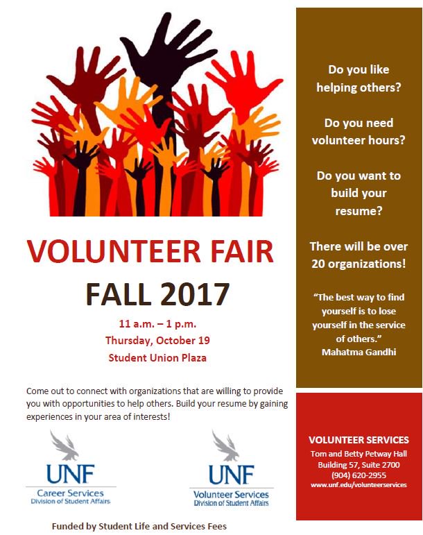 UNFVolunteer's tweet photo. Are you interested in building your resume? Come check out the Volunteer Fair next Thursday from 11am-1pm! We can't wait to see you Ospreys! https://t.co/pkpkTwfaal