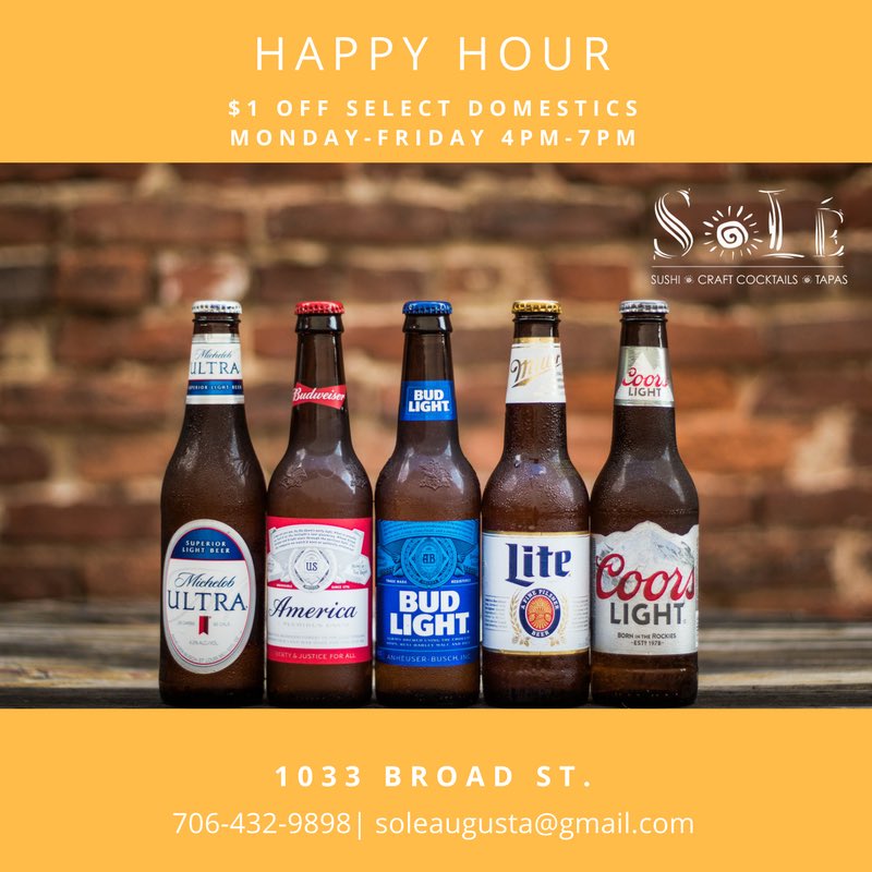 Join us tonight for Happy Hour from 4:00pm-7:00pm featuring our $5 Top Shelf Happy Hour, $1 off select domestics, and $1 off well liquors!