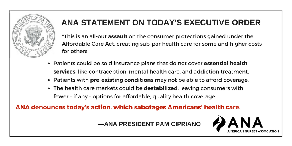 ANANursingWorld's tweet photo. We oppose any action – legislative or executive – which puts at risk patients’ ability to access and receive high quality #healthcare. https://t.co/DCRJv1nDwQ
