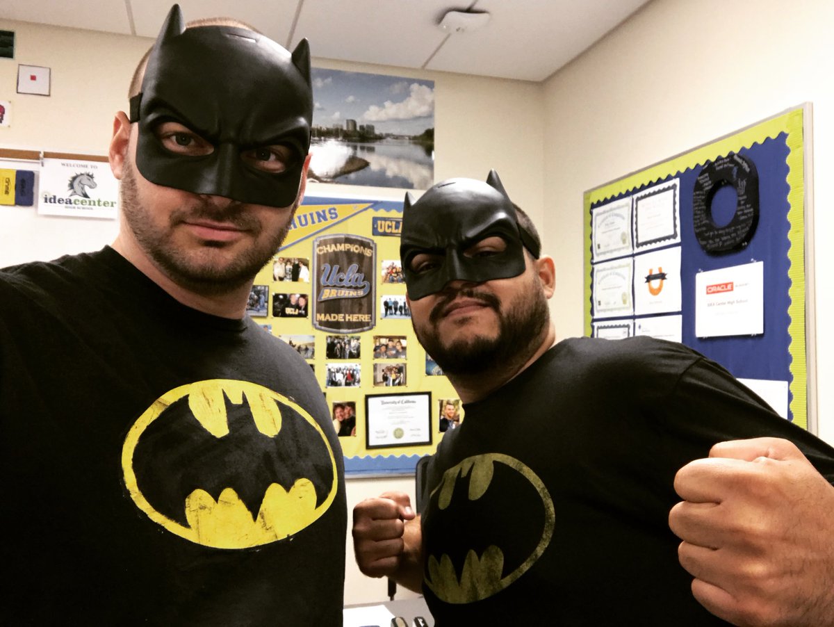BradOstrander's tweet photo. "I'm Batman!" (Twin Day @IDEACenterHS) #IDEACenterHS #IDEACenterASB #Batman @Mr_Olivares27 2/2 https://t.co/YkJOKBRHYf