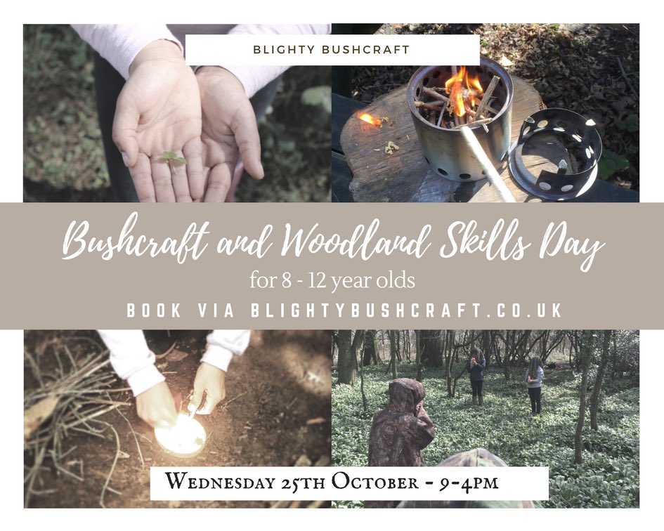 Join us in #October #halfterm in the #woods at All Hallows' for a #Bushcraft and #skills #day 😊to book go to blightybushcraft.co.uk