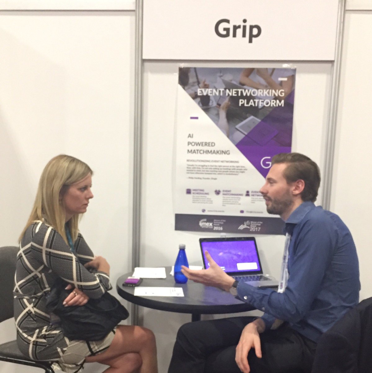 IMEXMiguel's tweet photo. Great to see last year’s #IMEXpitch winner @GripNetworking busy on the #IMEX17 show floor. Hope you had a great show! https://t.co/c1fXfSKUEF