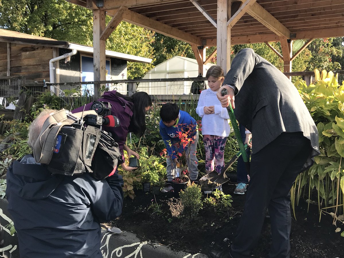 atkinson_chris's tweet photo. Brooksbank grade 3 students planting rasberry bushes with Jonathan Wilkinson at Loutet Farm @nvsd44 https://t.co/O3A945WW37