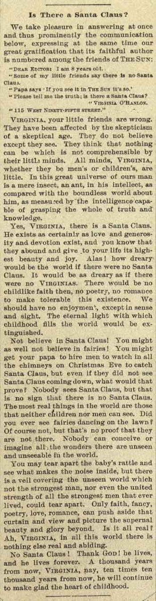 aicsouth's tweet photo. #yesVirginia, there is a Santa Claus but in ain't #Trump "
Virginia O'Hanlon
 Virginia, your little friends are wrong[...] https://t.co/4ywxe3Ba6i