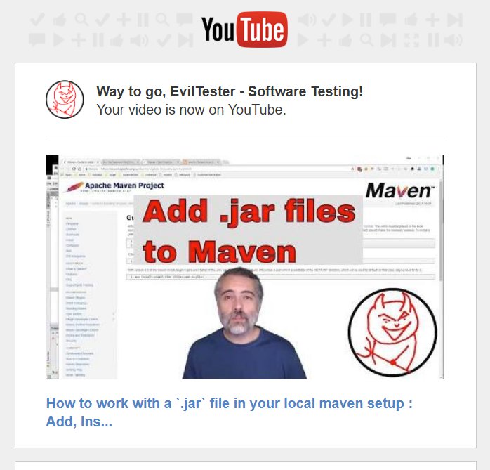 eviltester's tweet image. blog post and Video "Simple ways to add and work with a `.jar` file in your local maven setup" #JavaForTesters blog.javafortesters.com/2017/10/maven-…
