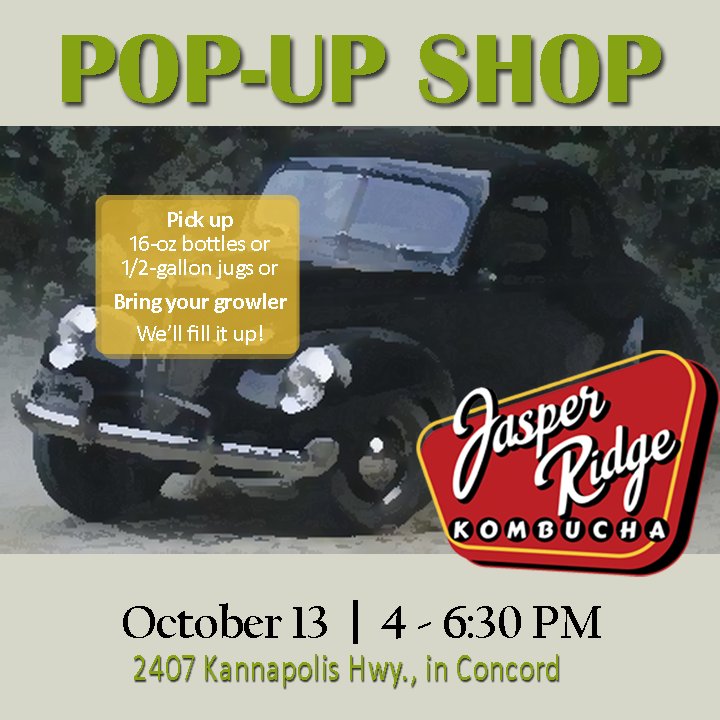 Pop-Up Shop for #CarolinaStyle #Kombucha TODAY from 4-6:30. Smooth and sweet. Just like we like it in the #south!