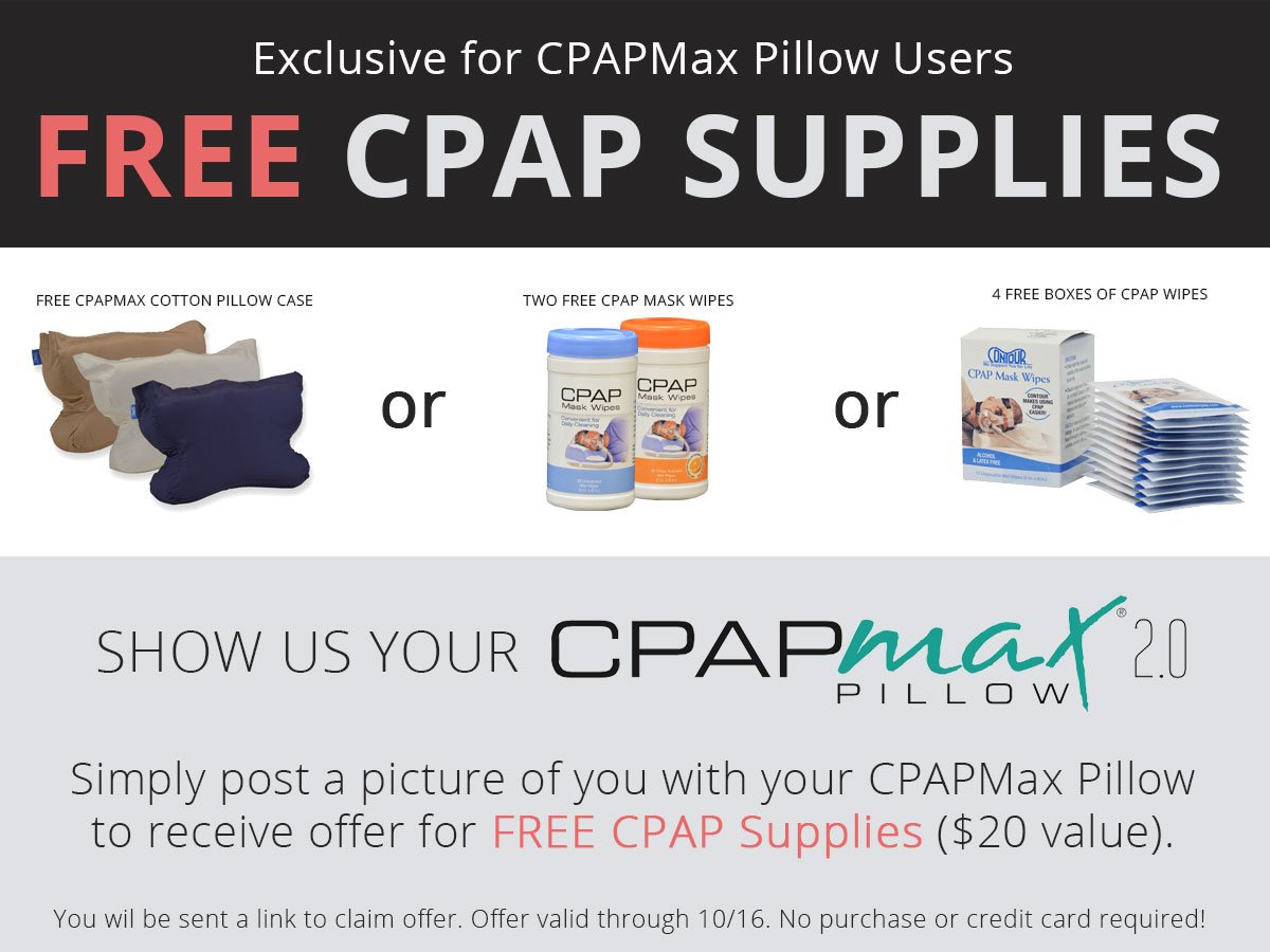 ContourLiving's tweet photo. Get $20 worth of FREE CPAP supplies! Offer ends 10/16. Just snap a picture of your CPAPMax Pillow and post in the comments! https://t.co/Q2jc8nLdeW