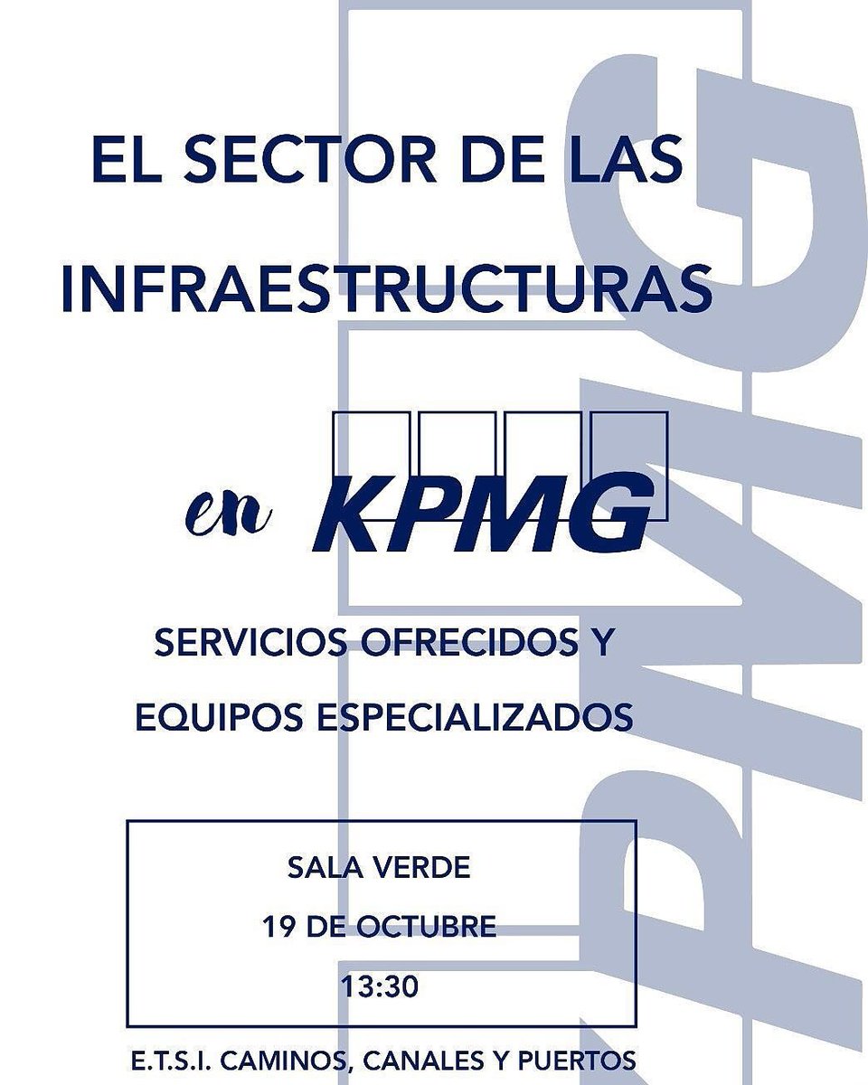 FEECaminos's tweet photo. Próximo JUEVES 19 de octubre tendrá lugar una charla impartida por KPMG Madrid. Para APUNTARTE, envía un correo a: cursosfeec17@gmail.com https://t.co/rBZeDtjh1j
