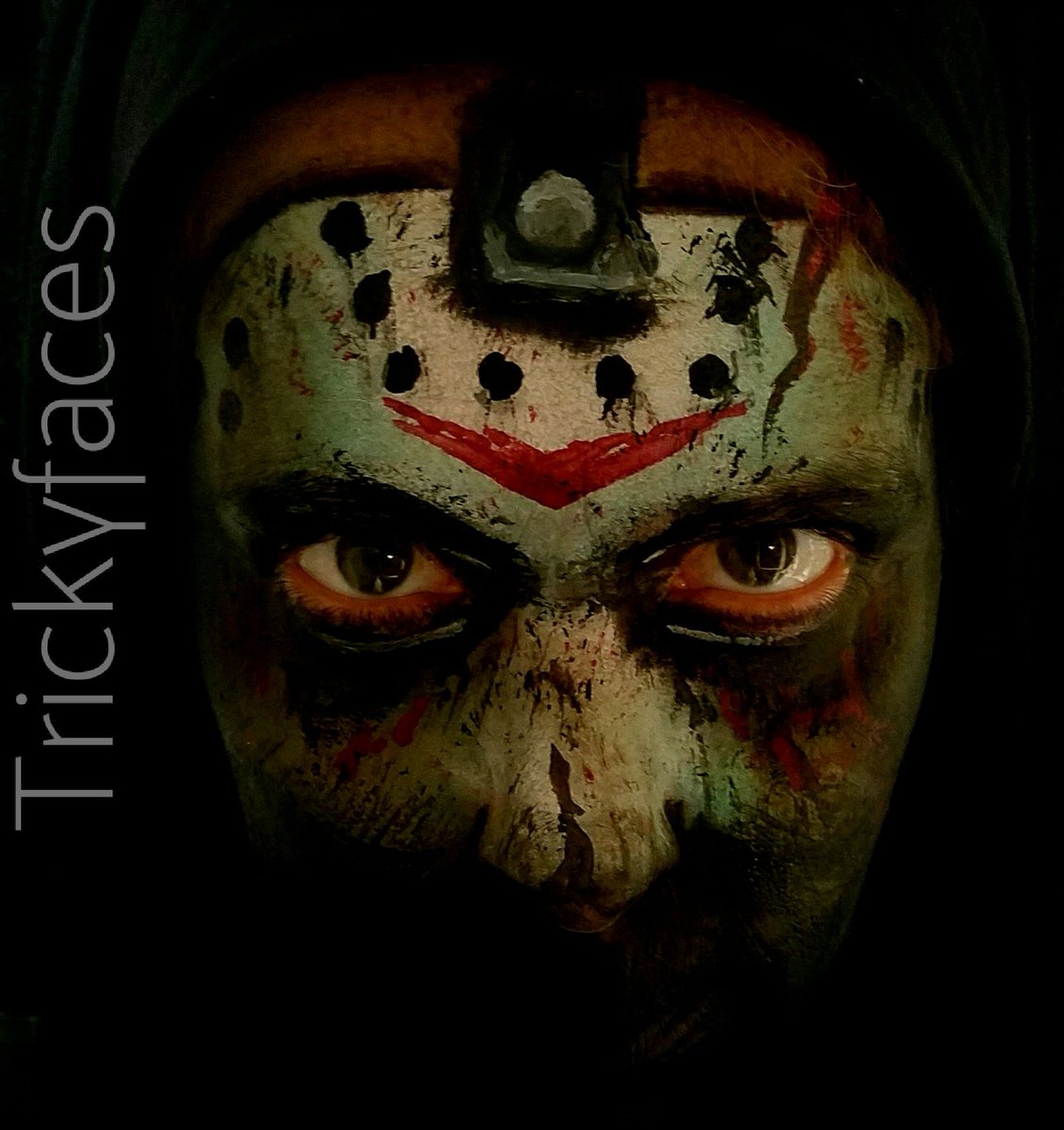 Trickyfaces's tweet image. Happy Friday the 13th y'all! Hahaha! #Trickyfaces #facepaint #fridaythe13th #JasonVoorhees #Friday13