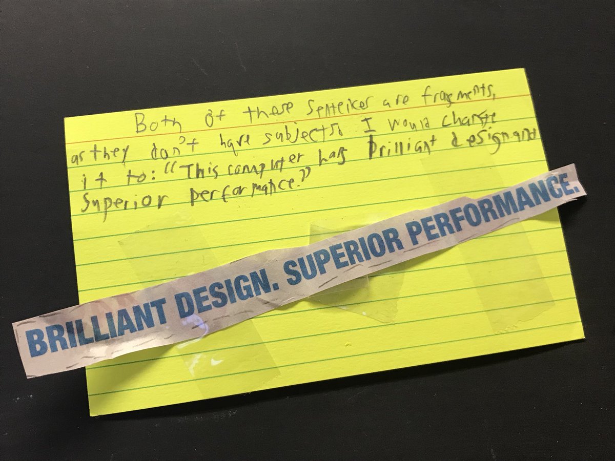 MrsSchmittCVHS's tweet photo. The Spartans work hard as Grammar Police to fix examples of sentence fragments that they find in the real world! #ToCorrectandServe 👮🏽👮🏼♀️ https://t.co/s5SO9qduAv
