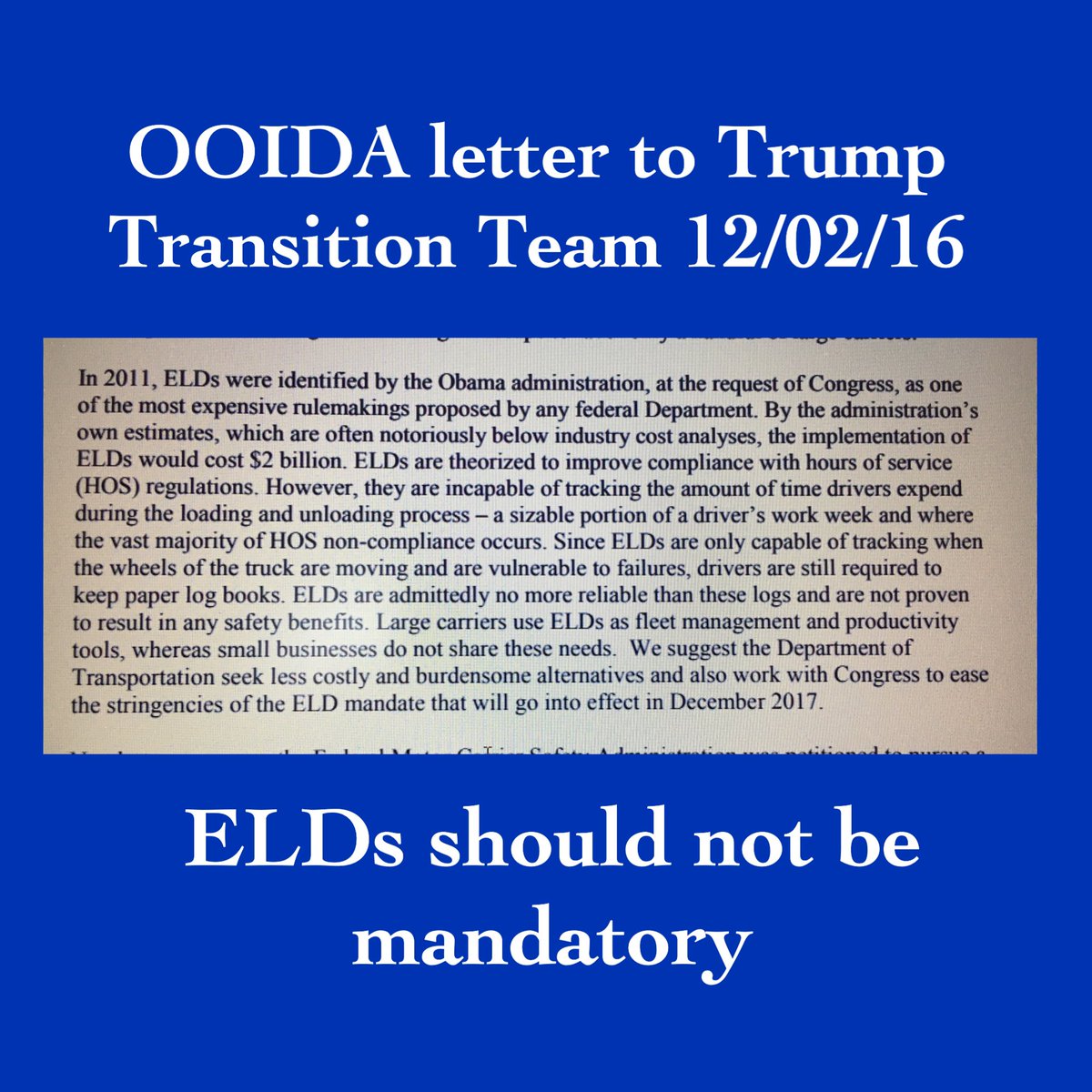 DRSchnautz's tweet photo. This is a simple issue but often misunderstood on the surface. #ELDorMe @POTUS @VP @Land_Line_Mag @OOIDA #trucker @RepBrianBabin https://t.co/YazCLMw0Ve