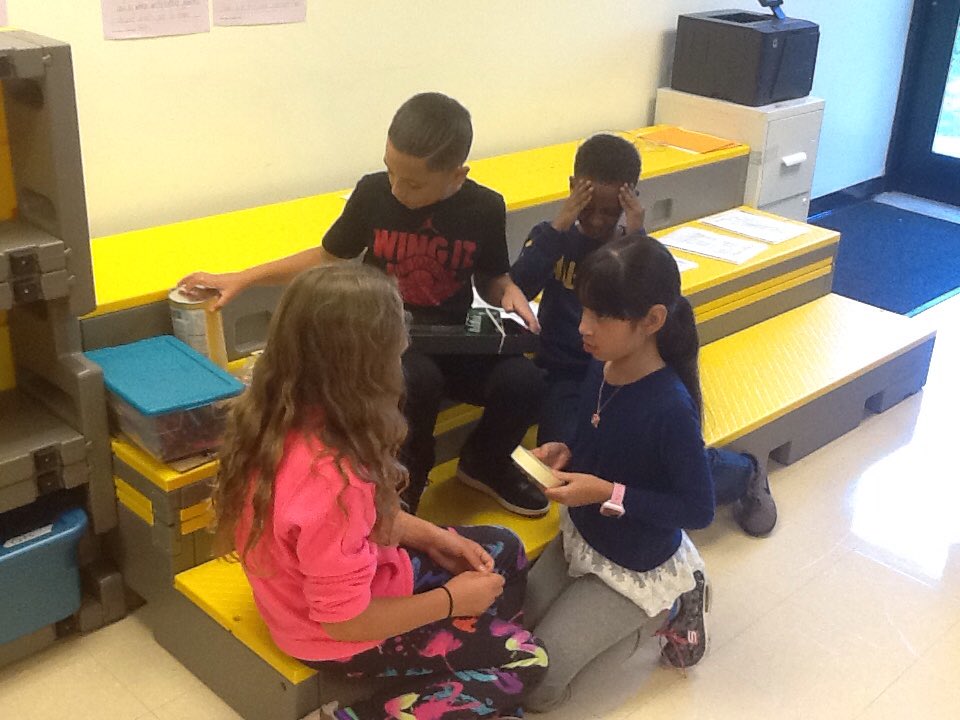 aaee_specials's tweet photo. #aae3rd graders work in groups, experimenting with different materials to make the best sounding "box." https://t.co/SlAVdVnjDS