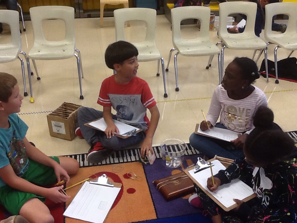 aaee_specials's tweet photo. #aae3rd graders work in groups, experimenting with different materials to make the best sounding "box." https://t.co/SlAVdVnjDS