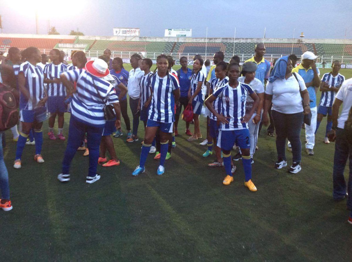 NWFLLive's tweet photo. Dejected Delta Queens looks on following a 1-0 loss to Nasarawa Amazons in the final of the #NWPLSuper4 https://t.co/gmyPEpXBpx
