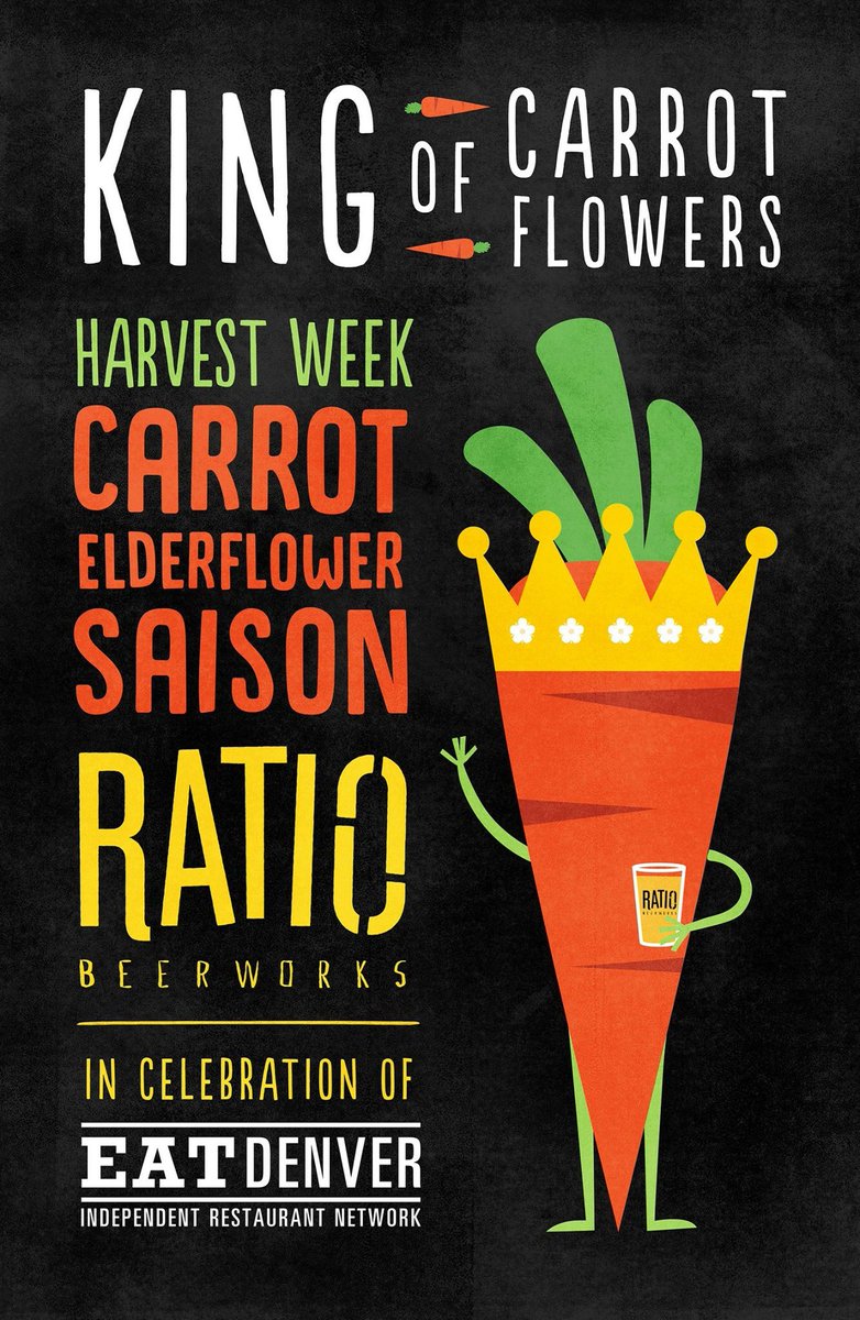 EatDenverCO's tweet photo. If you can't wait for #HarvestWeek2017 to try the King of Carrot Flowers brew, you're on your way to @ratiobeerworks for a taste right now! https://t.co/r9Cch1pE7f