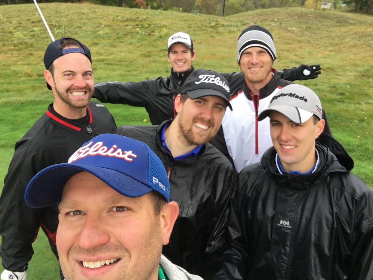 devonlans's tweet image. highlights of the annual MWP draft including @CalebPGA wearing the inaugural green jacket for being dumb enough to golf in a hurricane.