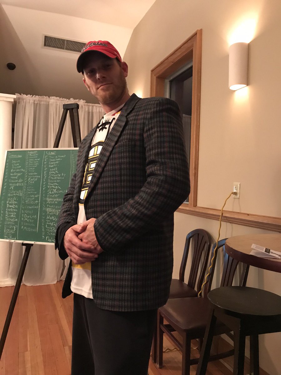 devonlans's tweet image. highlights of the annual MWP draft including @CalebPGA wearing the inaugural green jacket for being dumb enough to golf in a hurricane.