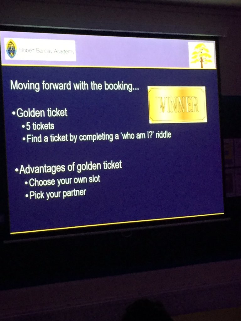 MrsBStockwell's tweet photo. Fab t&l briefing today introducing the golden ticket for sharing ideas. #pdtteam #rbafamily #whowillwinnext @Ravphagura @RBAcad https://t.co/3jAKNpKbGv