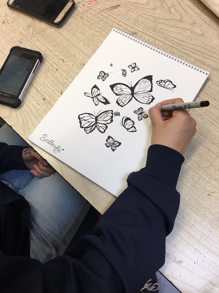 Exploring some free choice drawing... Grade 9 <a href="/ABLucasVikings/">AB Lucas SS</a> art students try out #inktober #tvdsbart