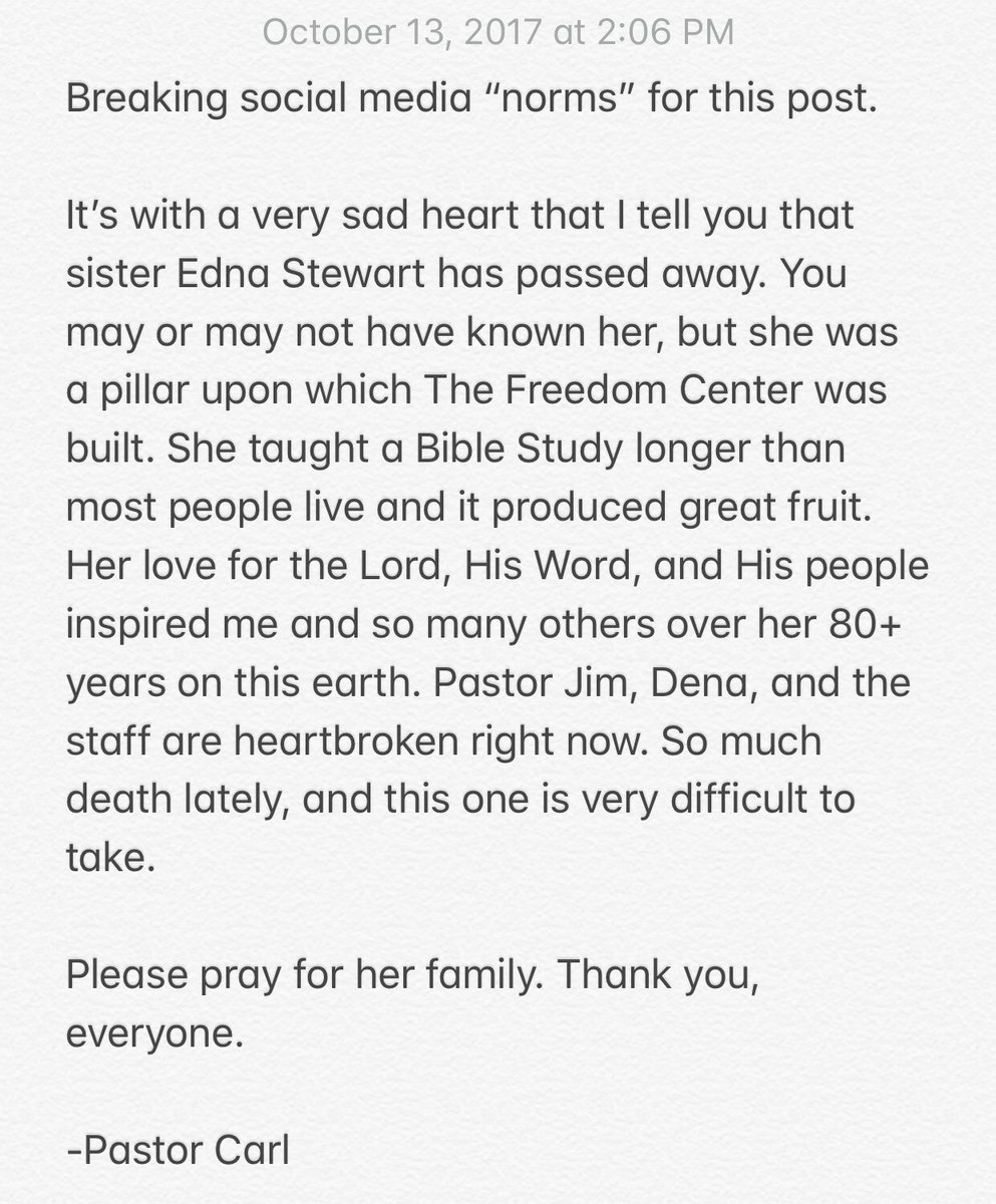 fcc_fenton's tweet photo. Sister Edna Stewart has passed away. So very happy for heaven, so very sad for us.
Pray for her family. https://t.co/AA4erNo8Xg