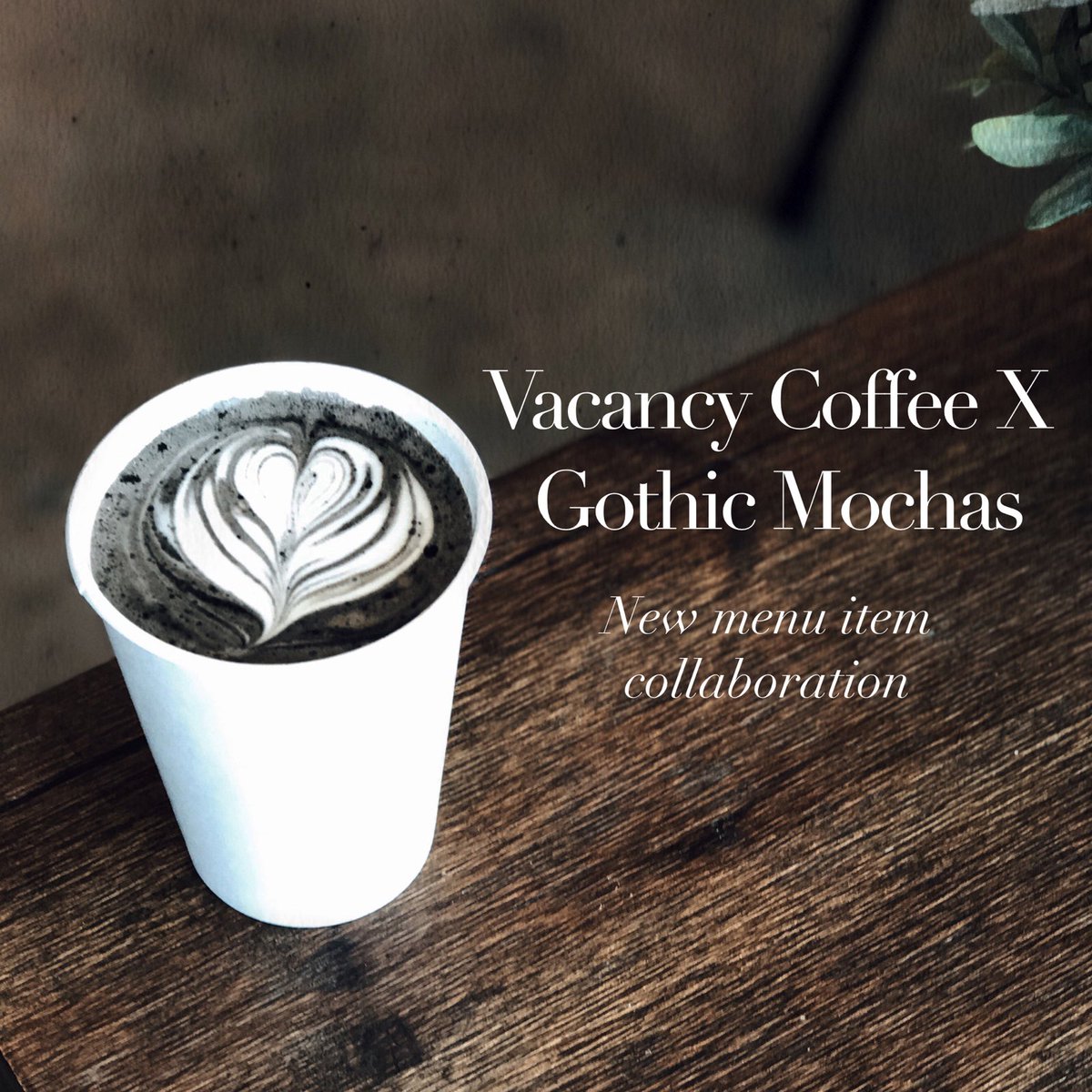 gothicmochas's tweet image. The "Gothicmocha" drops tomorrow at Vacancy Coffee in Newport Beach. Stop by and pick up a drink and collab t shirt