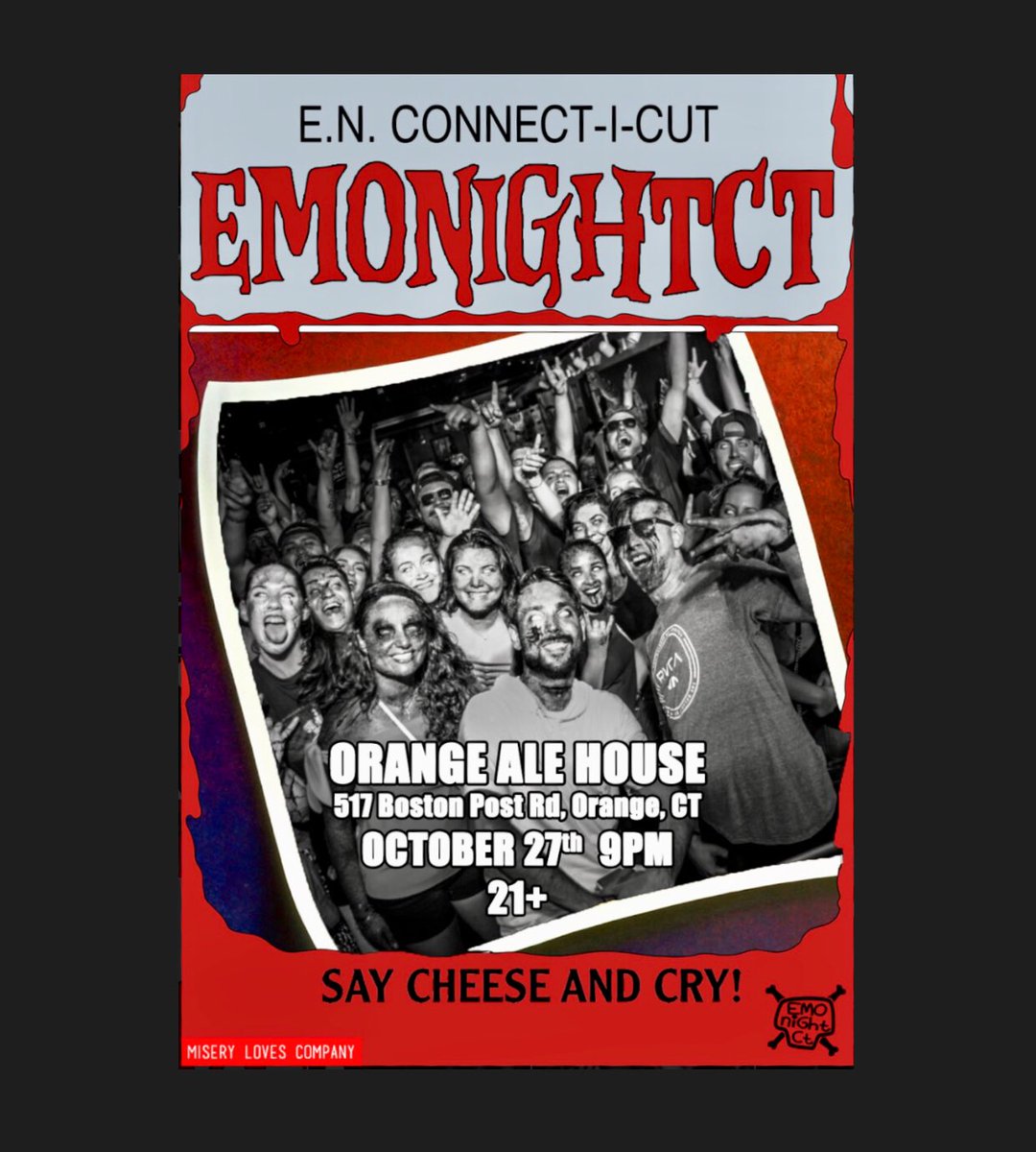 emonightct's tweet image. 10.27.17 @OrangeAleHouse Emo Night CT Presents Spooktacular! Sing-Alongs, Prizes, &amp;amp; One Hell Of A Night! #Enct #EmoNight #EmoNightCT