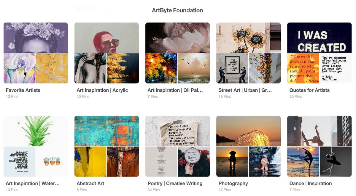 ArtByteMe's tweet photo. #Artists
 of all types are featured on #ArtByte’s
 new #Pinterest
 account! Join us: https://t.co/6jzgVrPKPN
#art
#music
#dance
#writers https://t.co/rmMPeeqUhN