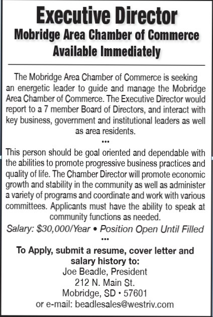 MobridgeChamber's tweet photo. Looking to move to Mobridge? This is a great job opportunity! https://t.co/gWMOhGnL3C