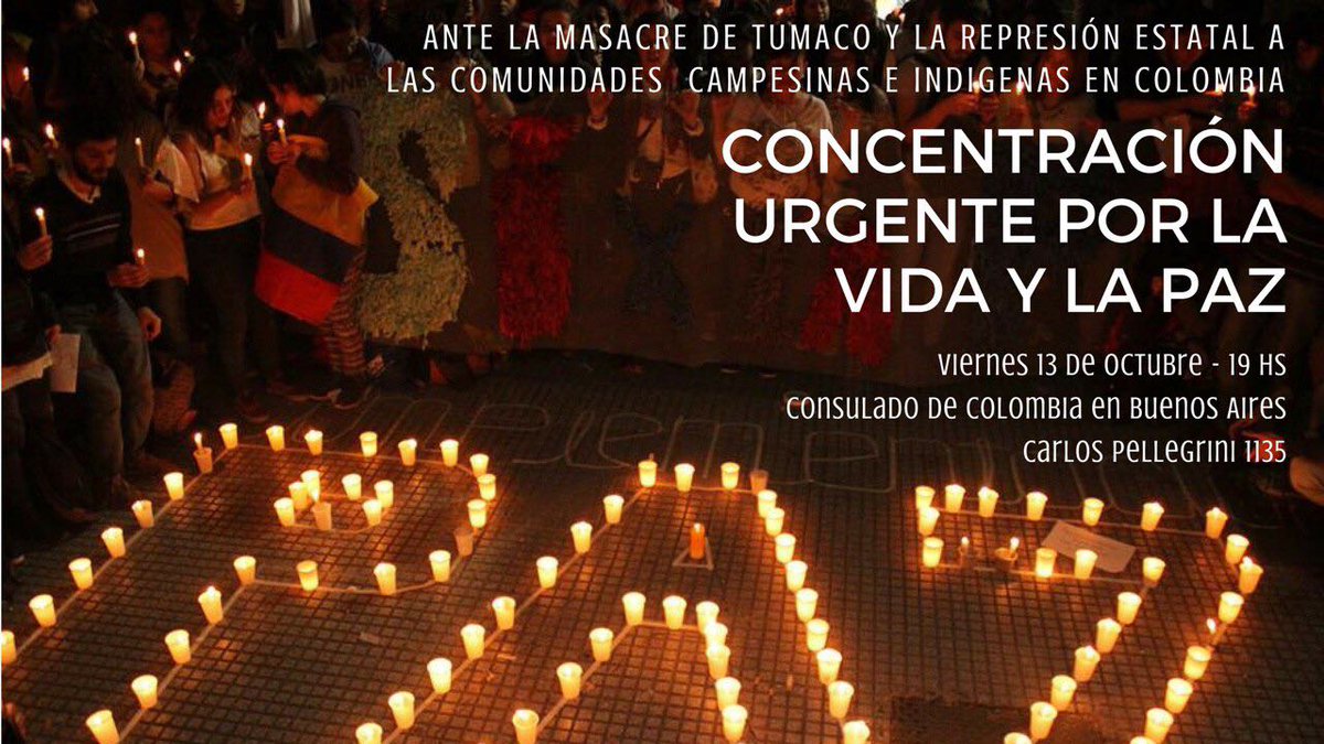 comosoc's tweet photo. #BuenosAires #Argentina 19Horas concentración de solidaridad con víctimas de la masacre de Tumaco y la represión Estatal #MeIndigna https://t.co/SI3MBXBwMM