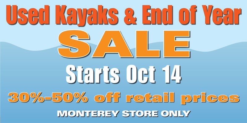 MBKayaks's tweet photo. Our end of year used kayak sale starts tomorrow at 9:00 at our Monterey shop! https://t.co/XxSF13VPa2