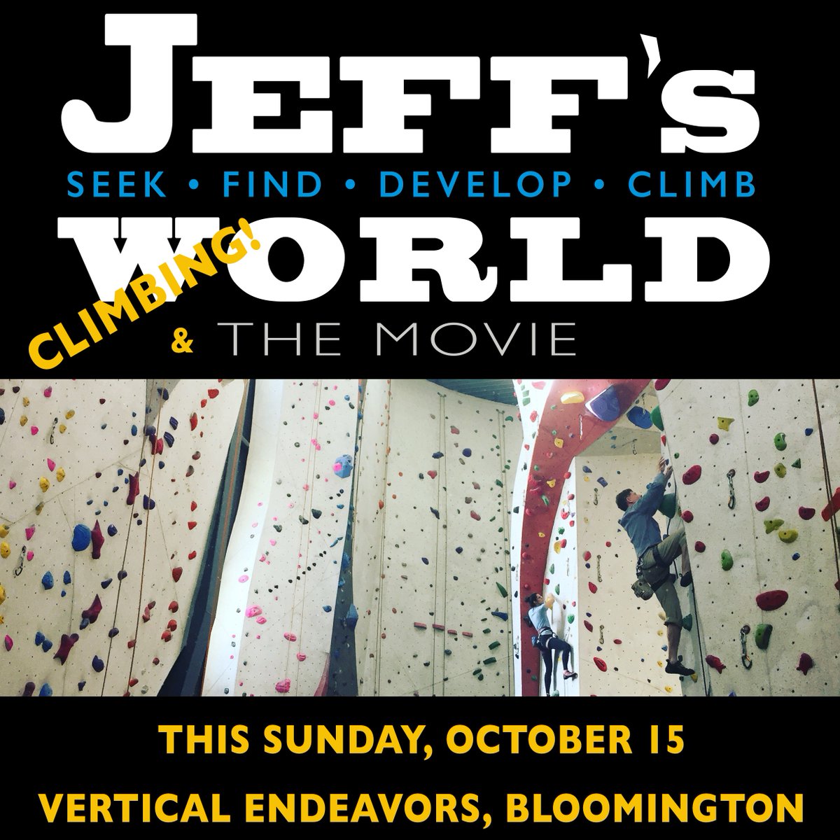 AdventureMNFilm's tweet photo. Climbing and a movie at Vertical Endeavors Bloomington. Starts at 4PM. Get your ticket: https://t.co/9vXhaA0YMh https://t.co/nz79GIz8f7