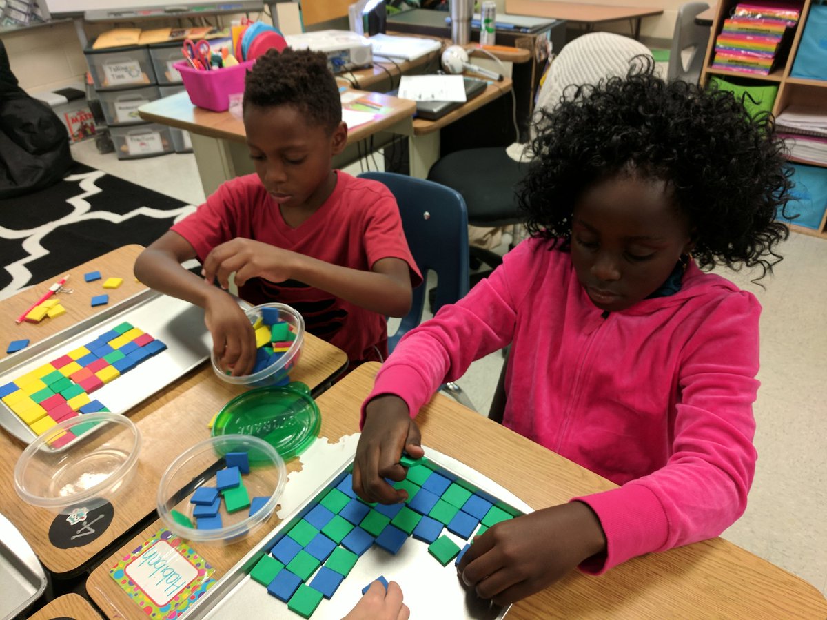 MrsTAndersen's tweet photo. Rockin' multiplication by using manipulatives to model the distributive property! @HCPSSummerfield @HCPSArea8 https://t.co/t9QwRkPpU0