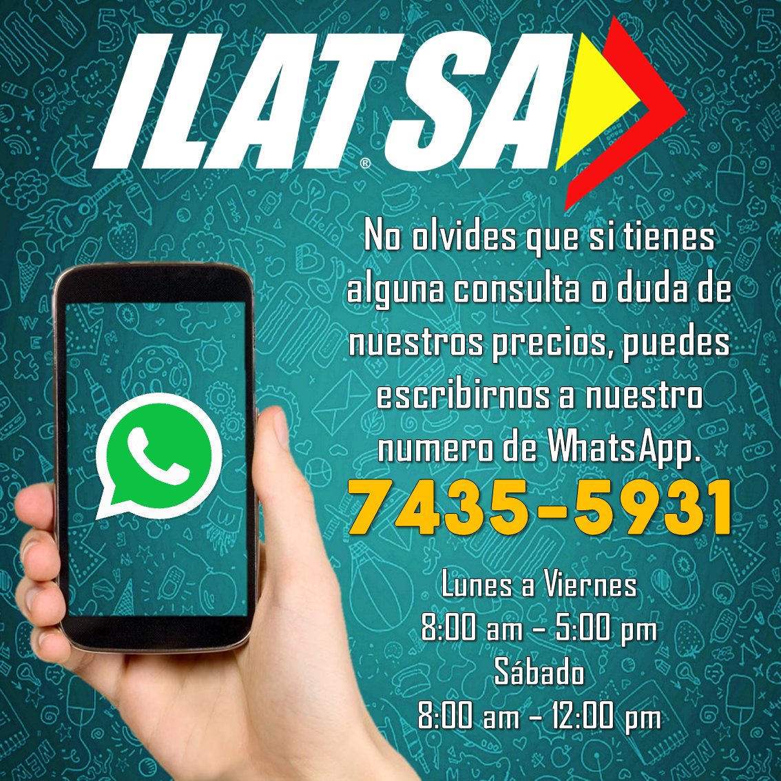 ILATSA_'s tweet photo. #ILATSA #30Años #Whatsapp #Consultas #Dudas #Cotizaciones https://t.co/v7KPIfoneH