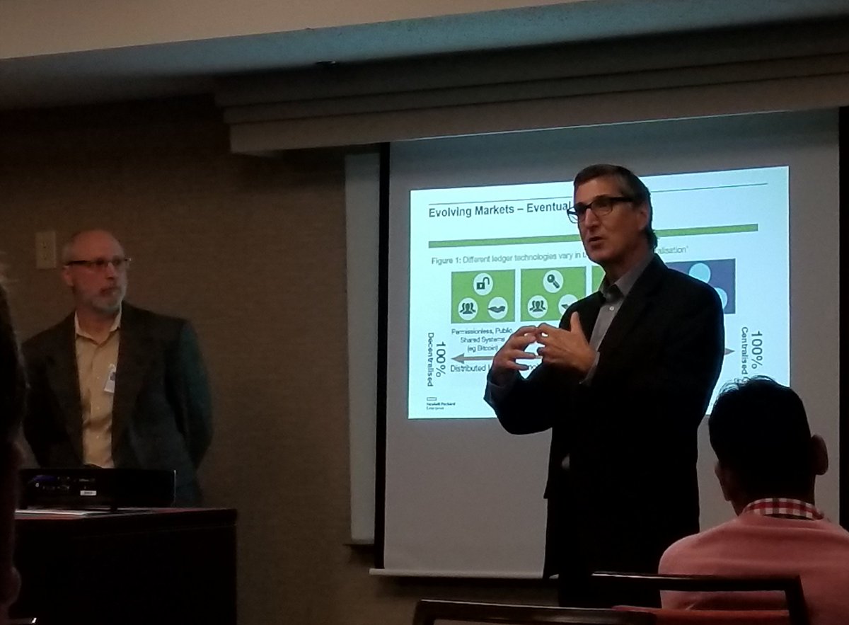 nuwave's tweet photo. Paul Denzinger and Keith Moore @ HPE #HPE_NonStop presenting on blockchain at #MATUG. Good stuff! Can't stop #NonStop https://t.co/1rdnskLCBL