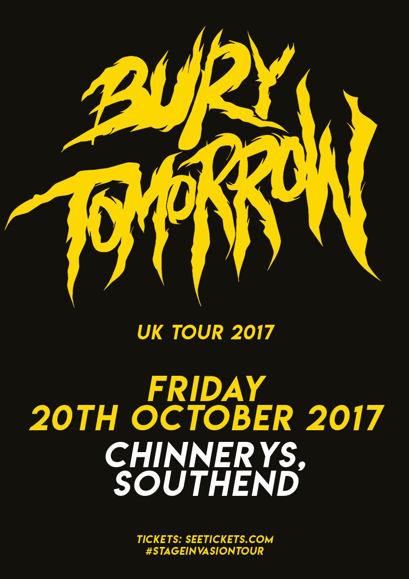 20 TICKETS LEFT!! 👀
<a href="/BuryTomorrow/">BURY TOMORROW</a>  
<a href="/Chinnerys/">Chinnerys</a>  
#Southend 
next Friday 20th October
Don't miss out on tickets...
seetickets.com/event/bury-tom…