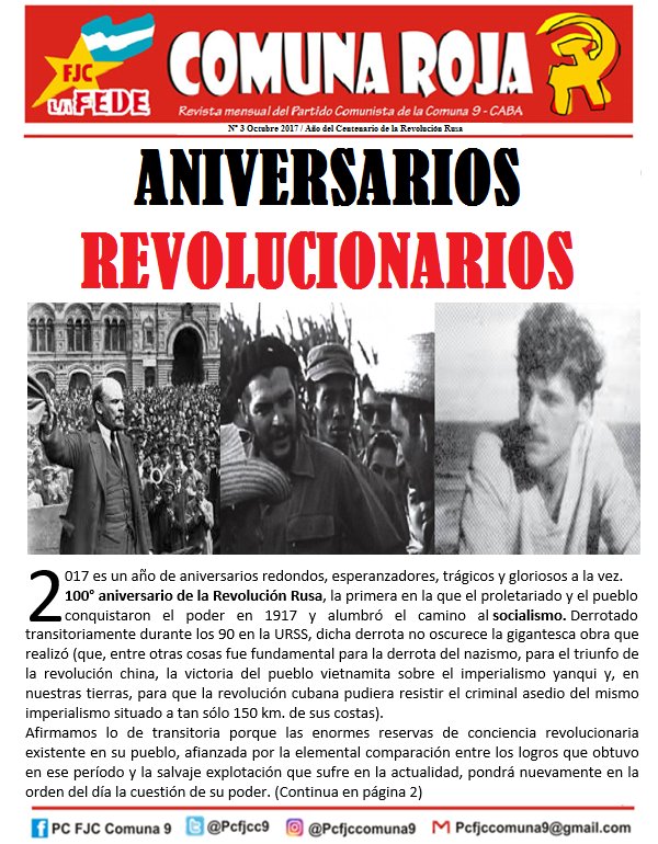 pcfjcC9's tweet photo. Esta disponible el tercer numero de comuna Roja Revista mensual del PC - FJC de la Comuna 9 CABA
https://t.co/f9sLzFYlNC https://t.co/7jkPVuDwIc