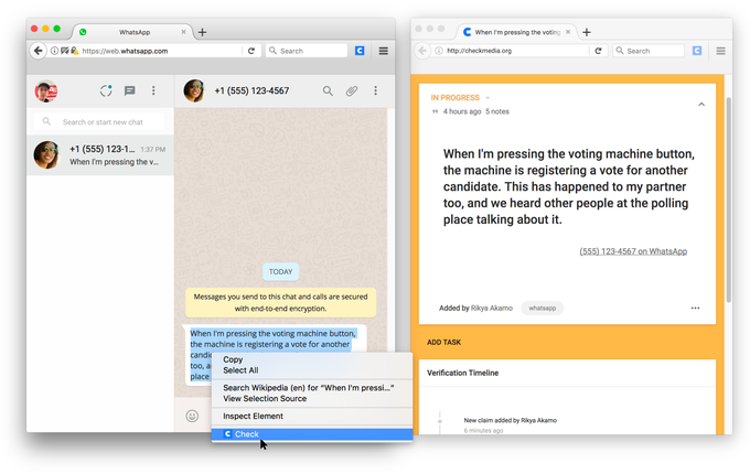.@dpfunke writes about Check latest feature to help fact-checkers surface WhatsApp hoaxes @Poynter @meedan https://t<a class="tags" target="_blank" title="On Twitter" href="/?out=eyJ0eXAiOiJKV1QiLCJhbGciOiJIUzUxMiJ9.eyJpYXQiOjE3MjU0NjQ0NjMsImlzcyI6InR3cG9ybnN0YXJzLmNvbSIsIm5iZiI6MTcyNTQ2NDQ2MywiZXhwIjoxNzU3MDAwNDYzLCJyZWRpcmVjdF91cmwiOiJodHRwczovL3R3aXR0ZXIuY29tL2RwZnVua2UifQ.jQ-cBI8xhimrS-VNFJe-U8qF_J-CisNMMzP6yAUPrlI9VOP7PC88U1ktK98Io8Z4LETPzgROYkdigZEZnJQEhQ">@dpfunke</a><a href="/tag/checkcon"class="tags"><span>#checkcon</span></a>