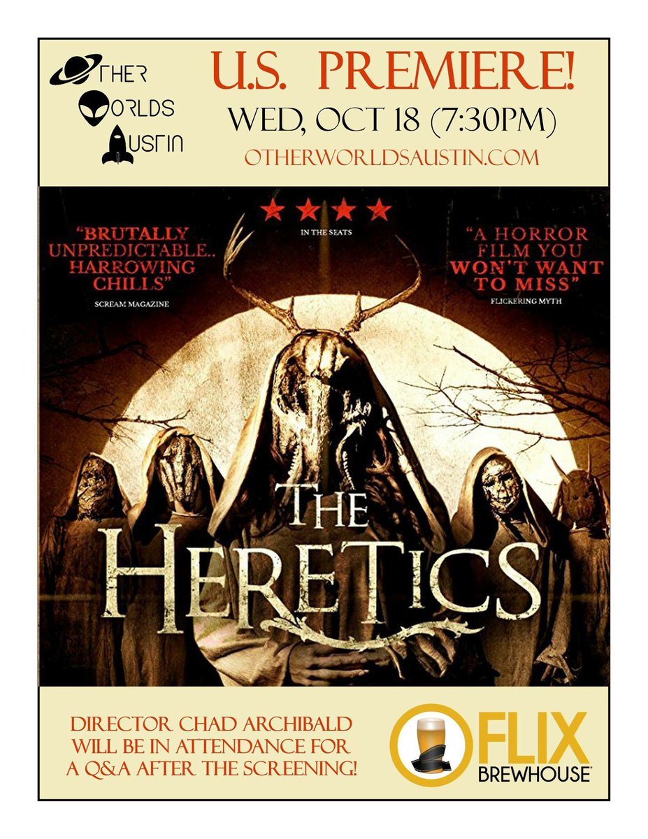 The Heretics is heading to Austin's <a href="/OtherWorldsATX/">Other Worlds</a> Film Festival for its US Premiere with director, Chad Archibald