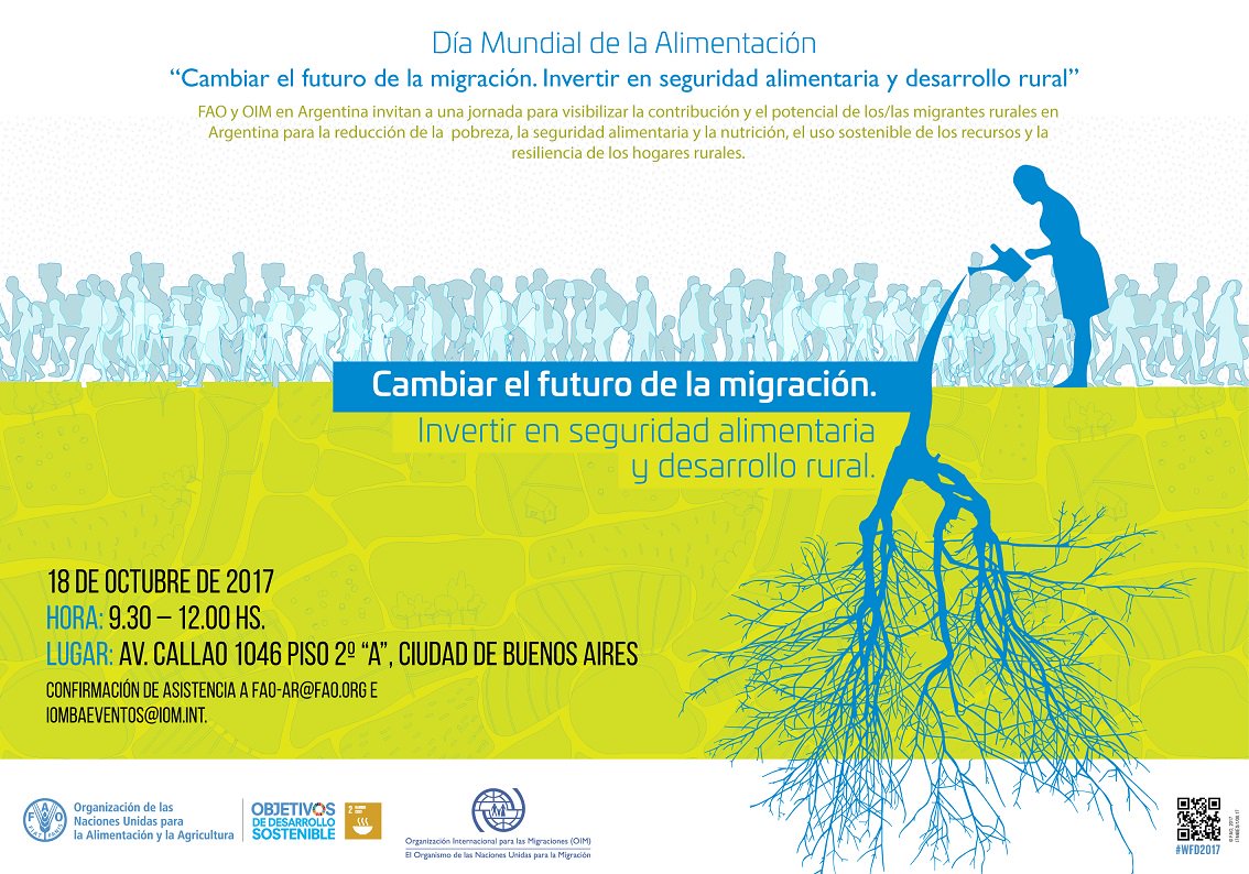 FAOArgentina's tweet photo. 1 de cada 7 personas en el planeta fue migrante en 2015. Las maletas se abren para buscar soluciones. ¡Participá el 18/10 en la jornada del #WFD2017 en #BsAs! https://t.co/FOBvjlz20g
