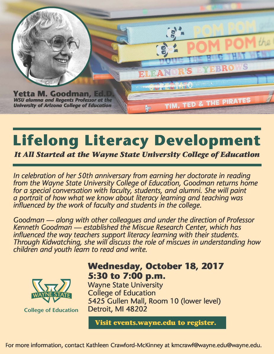LeahvanBelle's tweet photo. Lifelong Literacy Development with Dr. Yetta Goodman @waynestatecoe https://t.co/ZuQSSBlFom