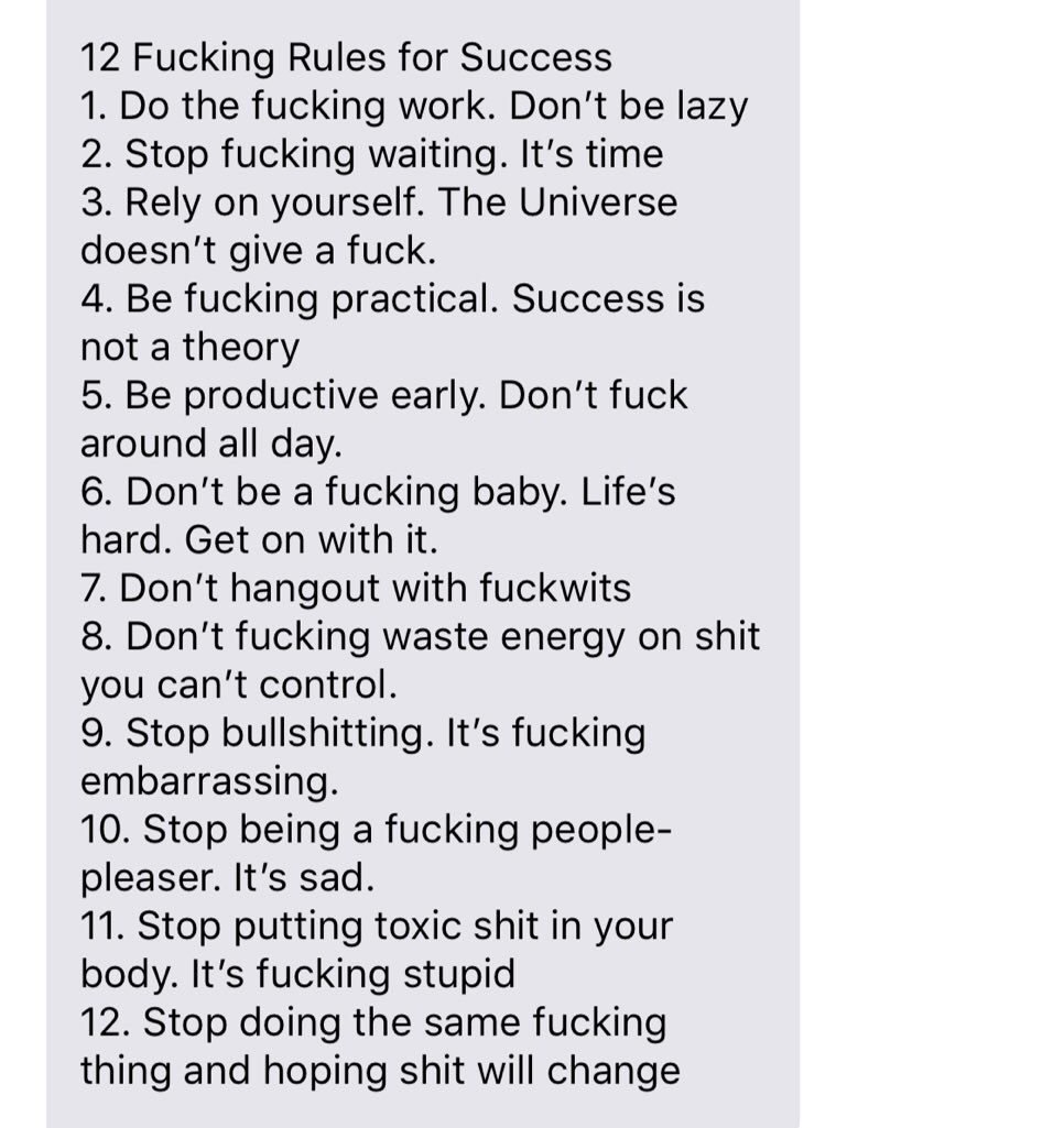 levelsio's tweet photo. 12 Fucking Rules for Success https://t.co/INF9kDGrih
